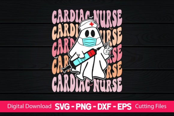 Cardiac Nurse Retro Boo Ghost Graphics for Crafts