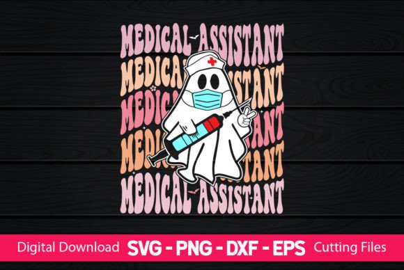 Medical Assistant Retro Boo Ghost Graphics and Crafts