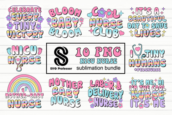 Nicu Nurse Sublimation PNG Bundle: Graphics & Crafts