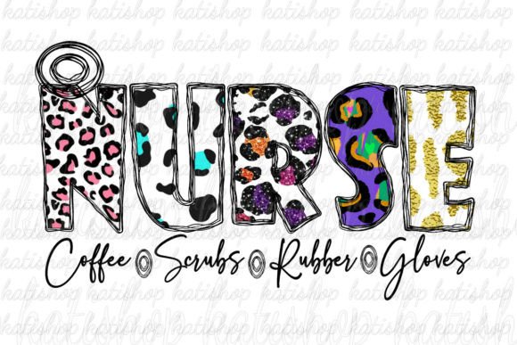 Nurse Coffee Scrubs Leopard Sublimation Graphics