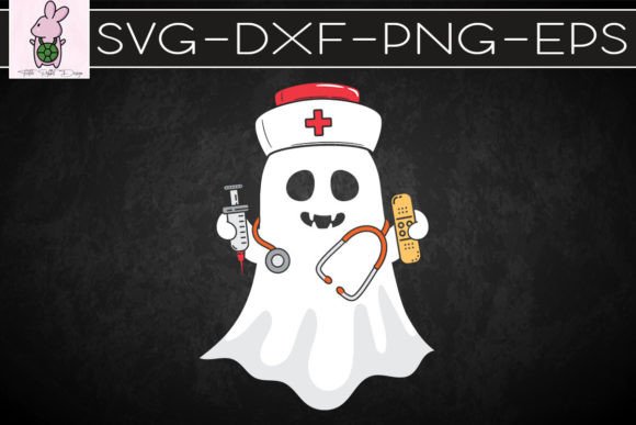 Nurse Ghost Scrub Top Halloween Graphics
