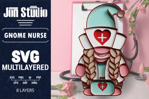 Nurse Gnome Multilayered Paper Cut