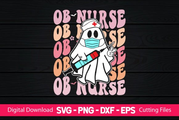 OB Nurse Retro Boo Ghost Graphics and Crafts