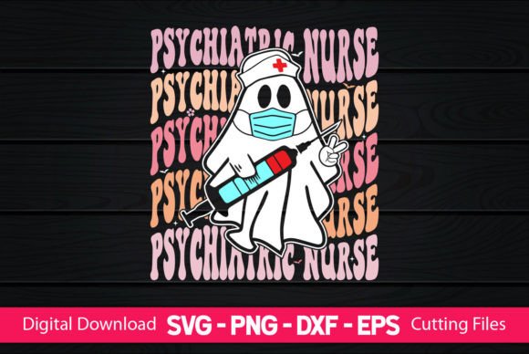 Psychiatric Nurse Retro Boo Ghost Graphics and Crafts