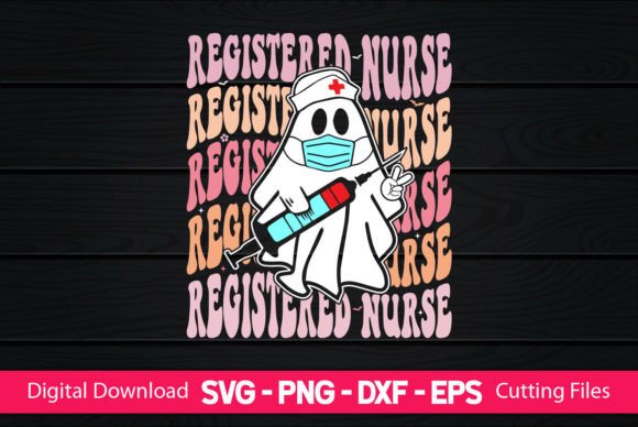 Registered Nurse Retro Boo Ghost Graphics and Crafts