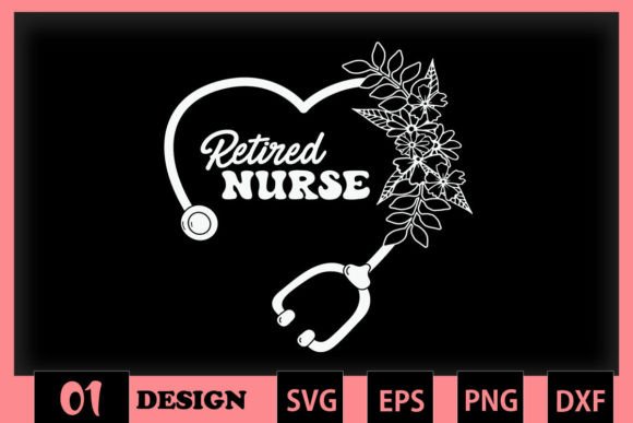Retired Nurse Stethoscope Floral - Graphics and Crafts