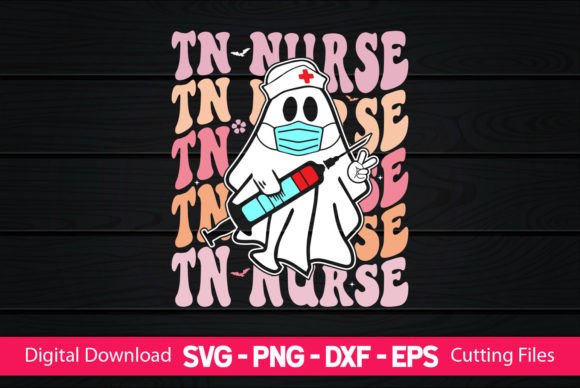 TN Nurse Retro Boo Ghost Graphics for Crafts Projects